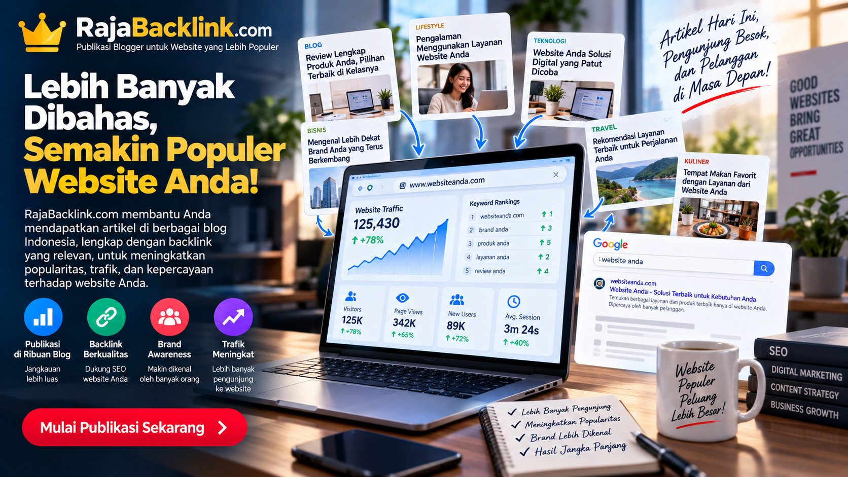 Bagaimana RajaBacklink.com Membantu Meningkatkan Popularitas Website di Internet?